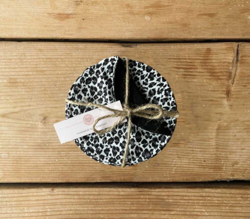 Coasters Black Leopard Print