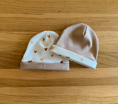 Baby Beanie Hats Beige Hearts