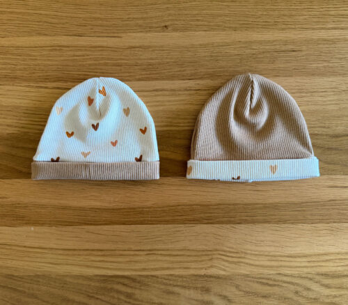 Baby Beanie Hats Beige Hearts