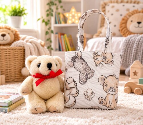 Teddy in a Bag – Cute Zebra & Elephant Design