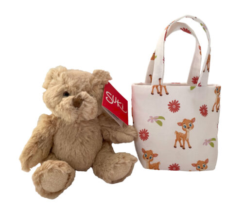 Teddy in a Bag – Baby Deer & Flowers Design